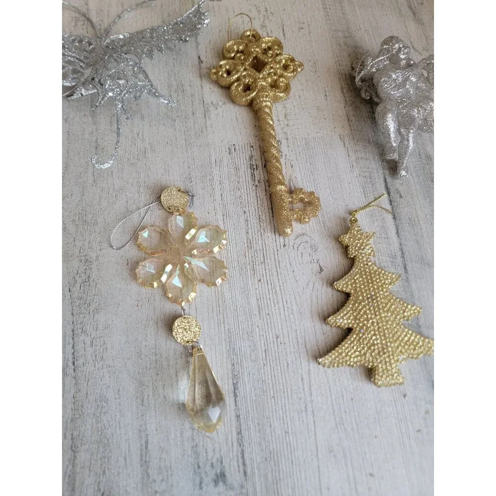 Unique glitter butterfly sleigh angel‎ tree ornament Xmas set
